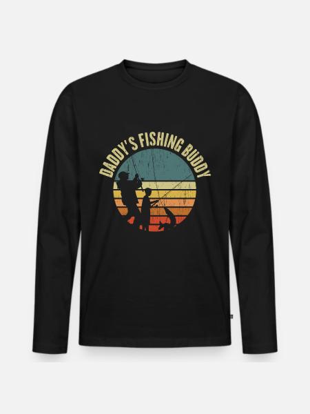 Daddies Fishing Buddy - Angler - Männer Premium Bio Langarmshirt - Schwarz
