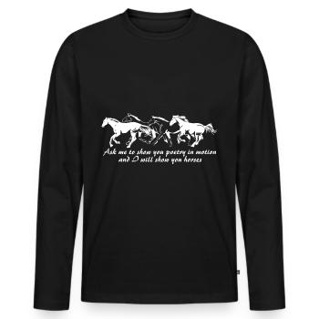 Équitation - T-shirt manches longues Premium bio Homme - noir - Devant - Nico (187cm)