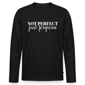 Nicht perfekt, nur vergeben - Christian - Männer Premium Bio Langarmshirt - Schwarz - Vorne - Nico (187cm)