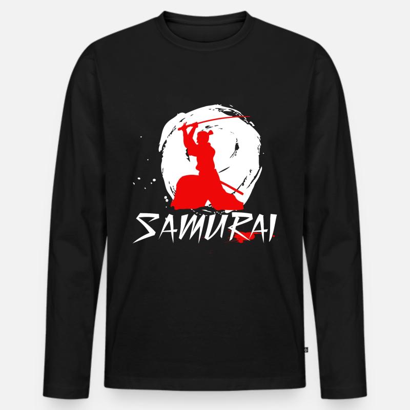 Balançoire d'épée de samouraï - T-shirt manches longues Premium bio Homme - noir