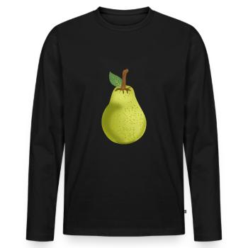 Birne - Männer Premium Bio Langarmshirt - Schwarz - Vorne - Nico (187cm)