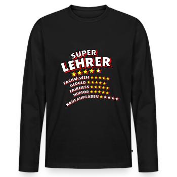Super Lehrer Geschenk Klassenlehrer Abschied - Männer Premium Bio Langarmshirt - Schwarz - Vorne - Nico (187cm)