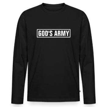 Armée de Dieu - chrétienne - T-shirt manches longues Premium bio Homme - noir - Devant - Nico (187cm)