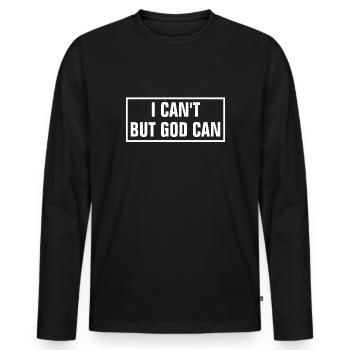 Ich kann nicht, aber Gott kann - Christian - Männer Premium Bio Langarmshirt - Schwarz - Vorne - Nico (187cm)