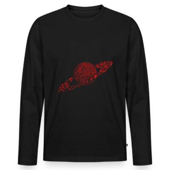 Planet Saturn Grafik Zeichnung Weltraum - Männer Premium Bio Langarmshirt - Schwarz - Vorne - Nico (187cm)