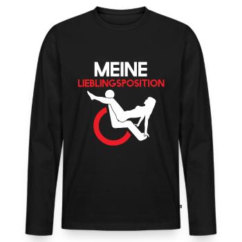 Rollstuhl Sex Position - Rollstuhlfahrer Geschlech - Männer Premium Bio Langarmshirt - Schwarz - Vorne - Nico (187cm)