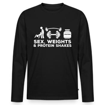Sex Gewichte heben Protein Shakes Stellungen - Männer Premium Bio Langarmshirt - Schwarz - Vorne - Nico (187cm)