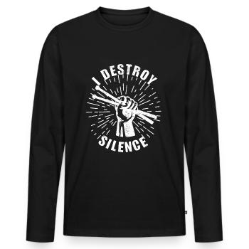 Musique de Destroy Silence Drummer - T-shirt manches longues Premium bio Homme - noir - Devant - Nico (187cm)