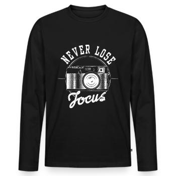Never Lose Focus Photography Photo - Men's Premium Organic Long Sleeve Shirt - black - Front - Nico (187cm)