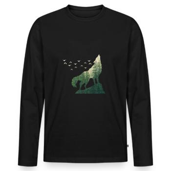 Protection de l'environnement Protection du climat Wolf Forest Nature Rescue - T-shirt manches longues Premium bio Homme - noir - Devant - Nico (187cm)