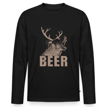 Beer Bear Wild Forest Alcohol Moose Deer - Men's Premium Organic Long Sleeve Shirt - black - Front - Nico (187cm)
