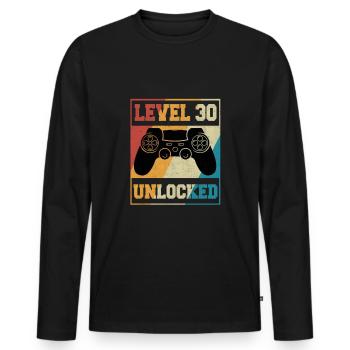 Niveau 30 Complete 30 anniversaire Gamer Cadeau - T-shirt manches longues Premium bio Homme - noir - Devant - Nico (187cm)