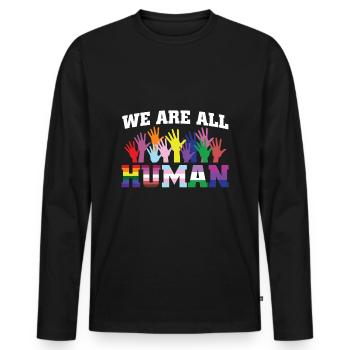 Gegen Rassismus - Männer Premium Bio Langarmshirt - Schwarz - Vorne - Nico (187cm)