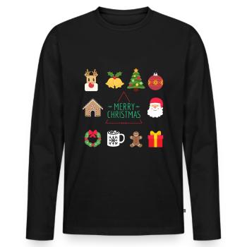 Merry christmas - Men's Premium Organic Long Sleeve Shirt - black - Front - Nico (187cm)