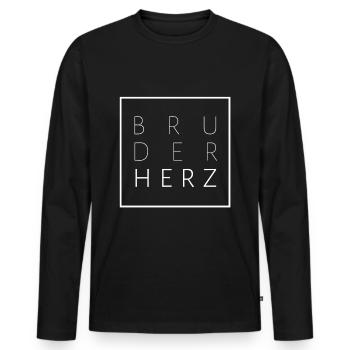 Bruderherz - Geschenk für den Bruder - Männer Premium Bio Langarmshirt - Schwarz - Vorne - Nico (187cm)