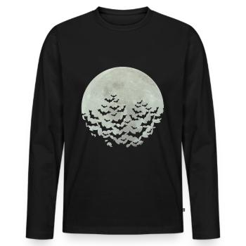 Chauves-souris d'Halloween - T-shirt manches longues Premium bio Homme - noir - Devant - Nico (187cm)