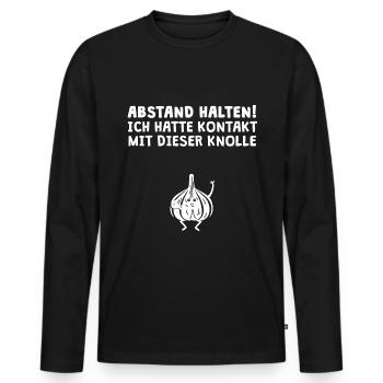 Abstand Halten Knoblauch lustig - Männer Premium Bio Langarmshirt - Schwarz - Vorne - Nico (187cm)