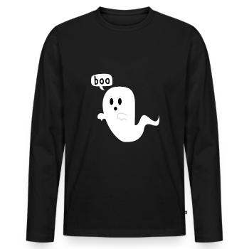 Costume d'Halloween Boo Ghost Thumbs Down drôle - T-shirt manches longues Premium bio Homme - noir - Devant - Nico (187cm)