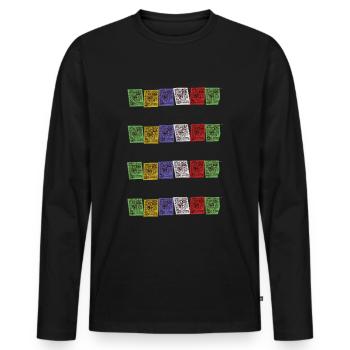 Tibetische Gebetsfahnen Nepal Buddhismus Flagge - Männer Premium Bio Langarmshirt - Schwarz - Vorne - Nico (187cm)