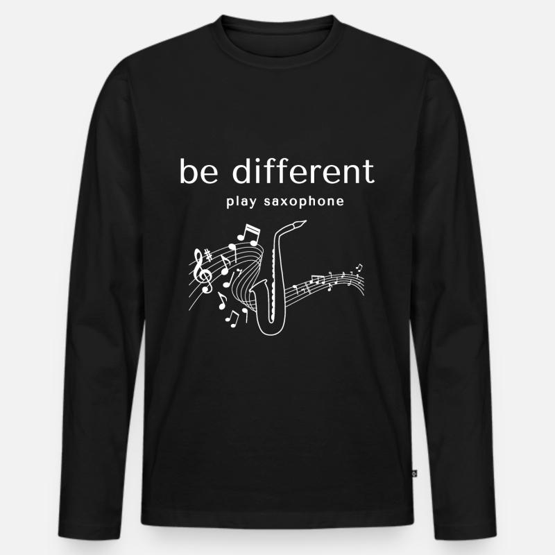 Saxophon - Männer Premium Bio Langarmshirt - Schwarz