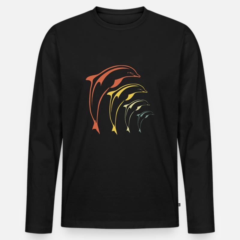 Delphine - Männer Premium Bio Langarmshirt - Schwarz
