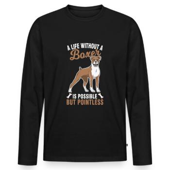 Cadeau de propriétaire de chien boxer allemand - T-shirt manches longues Premium bio Homme - noir - Devant - Nico (187cm)