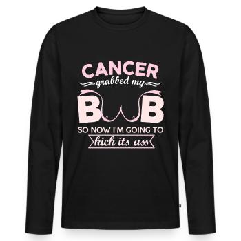 Cancer Boob Kick Funny Ass Slap Fight - Men's Premium Organic Long Sleeve Shirt - black - Front - Nico (187cm)