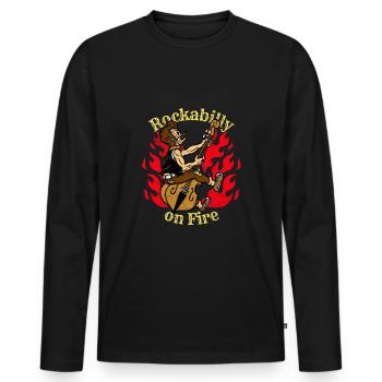 Idée cadeau Rockabilly Hotrod Rock'n Roll - T-shirt manches longues Premium bio Homme - noir - Devant - Nico (187cm)