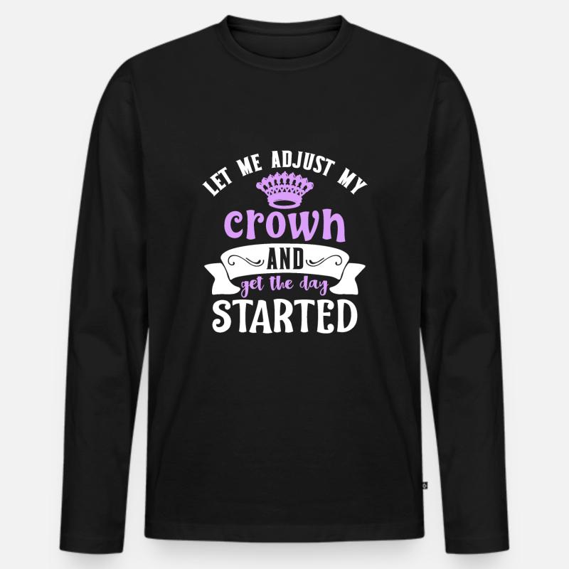 crown - Männer Premium Bio Langarmshirt - Schwarz