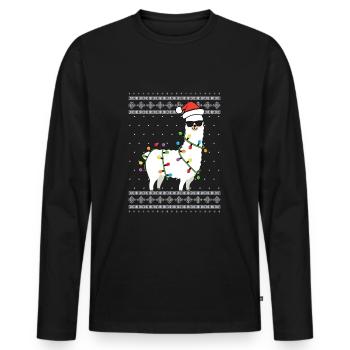 Alpaca Lama Ugly Christmas Funny - T-shirt manches longues Premium bio Homme - noir - Devant - Nico (187cm)