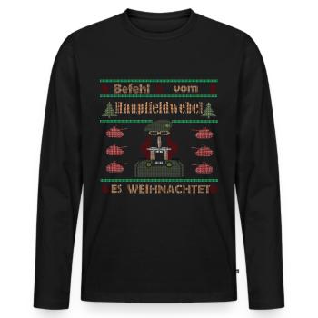 Befehl vom Hauptfw Ugly Christmas Bundeswehr - Männer Premium Bio Langarmshirt - Schwarz - Vorne - Nico (187cm)