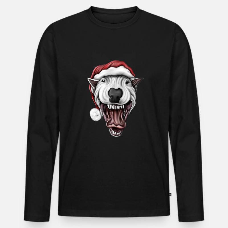 Bullterrier Santa - Männer Premium Bio Langarmshirt - Schwarz