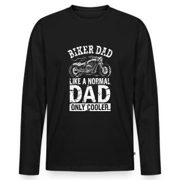 Motorrad Cool Biker Dad Chopper Vatertag Geschenk - Männer Premium Bio Langarmshirt - Schwarz - Vorne - Nico (187cm)