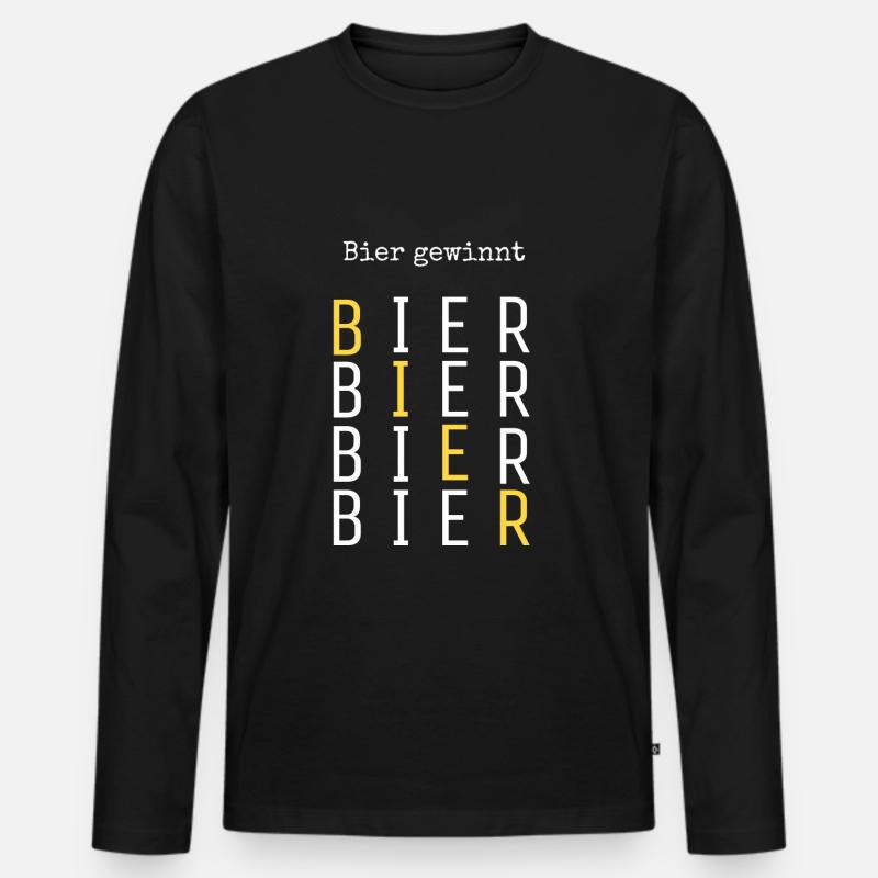 Bier gewinnt! - Männer Premium Bio Langarmshirt - Schwarz