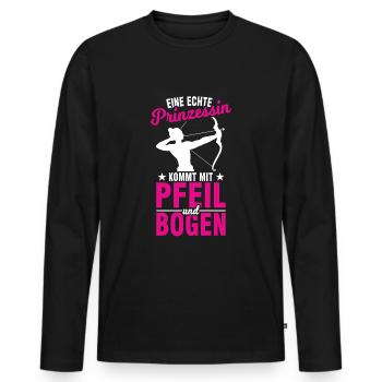 Pfeil und Bogen Dame Bogenschießen Prinzessin - Männer Premium Bio Langarmshirt - Schwarz - Vorne - Nico (187cm)