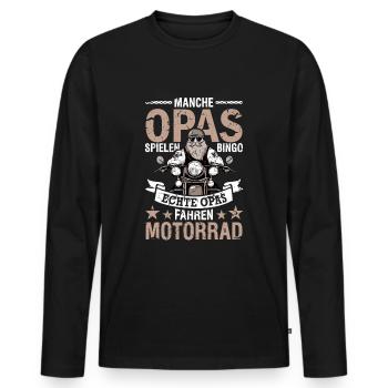 Motorrad Biker Chopper Großvater Opa - Männer Premium Bio Langarmshirt - Schwarz - Vorne - Nico (187cm)
