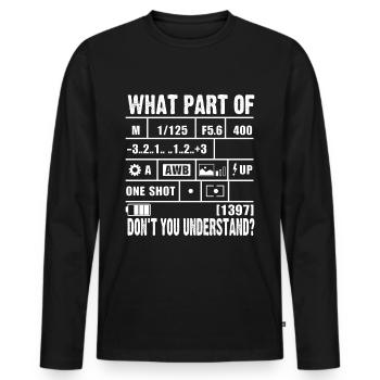 Ringard drôle paramètres photographie appareil photo - T-shirt manches longues Premium bio Homme - noir - Devant - Nico (187cm)