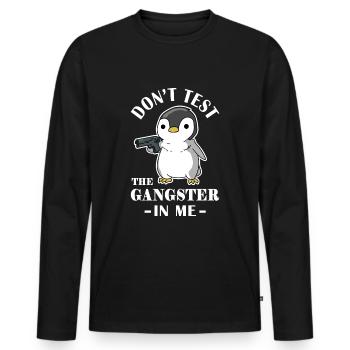 Gangster Pinguin Geschenk - Männer Premium Bio Langarmshirt - Schwarz - Vorne - Nico (187cm)