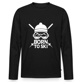 Born To Ski - T-shirt manches longues Premium bio Homme - noir - Devant - Nico (187cm)