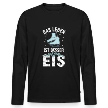 Eislaufen Schlittschuhlaufen Schlittschuhe Eislauf - Männer Premium Bio Langarmshirt - Schwarz - Vorne - Nico (187cm)