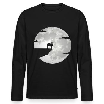 Schaf Schafe Vollmond Schafmotiv Schäfer Mond - Männer Premium Bio Langarmshirt - Schwarz - Vorne - Nico (187cm)