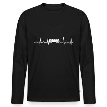 Chauffeur de bus battements de coeur bus bus bus bus - T-shirt manches longues Premium bio Homme - noir - Devant - Nico (187cm)