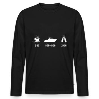 Bootsbesitzer Motorboot Bootsfahrer Bootsfahrt - Männer Premium Bio Langarmshirt - Schwarz - Vorne - Nico (187cm)