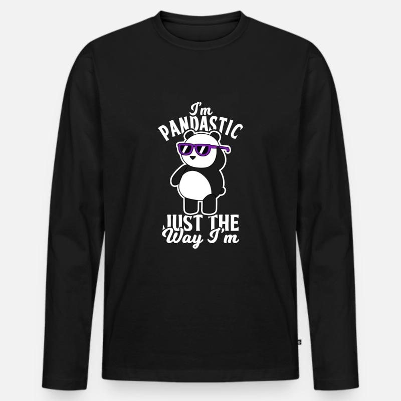Cool Panda Cooles Geschenk - Männer Premium Bio Langarmshirt - Schwarz