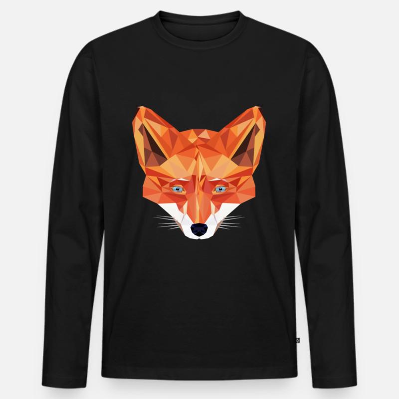 Fuchs Tier Abstrakt - Männer Premium Bio Langarmshirt - Schwarz
