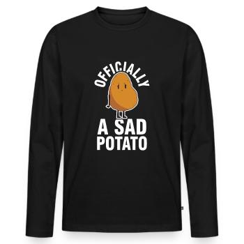 Sad Depressive Potato - Men's Premium Organic Long Sleeve Shirt - black - Front - Nico (187cm)
