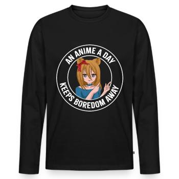 Anime Manga Fille - T-shirt manches longues Premium bio Homme - noir - Devant - Nico (187cm)