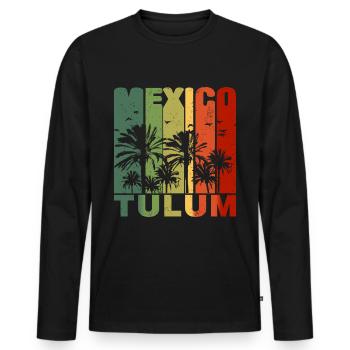 Tulum Party Frühlingsferien fuck Strand Betrunken - Männer Premium Bio Langarmshirt - Schwarz - Vorne - Nico (187cm)