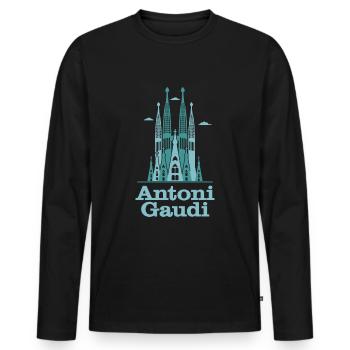 Sagrada Familia Gaudi art église Barca Antoni - T-shirt manches longues Premium bio Homme - noir - Devant - Nico (187cm)