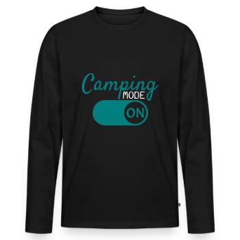 Camping Modus an - Männer Premium Bio Langarmshirt - Schwarz - Vorne - Nico (187cm)
